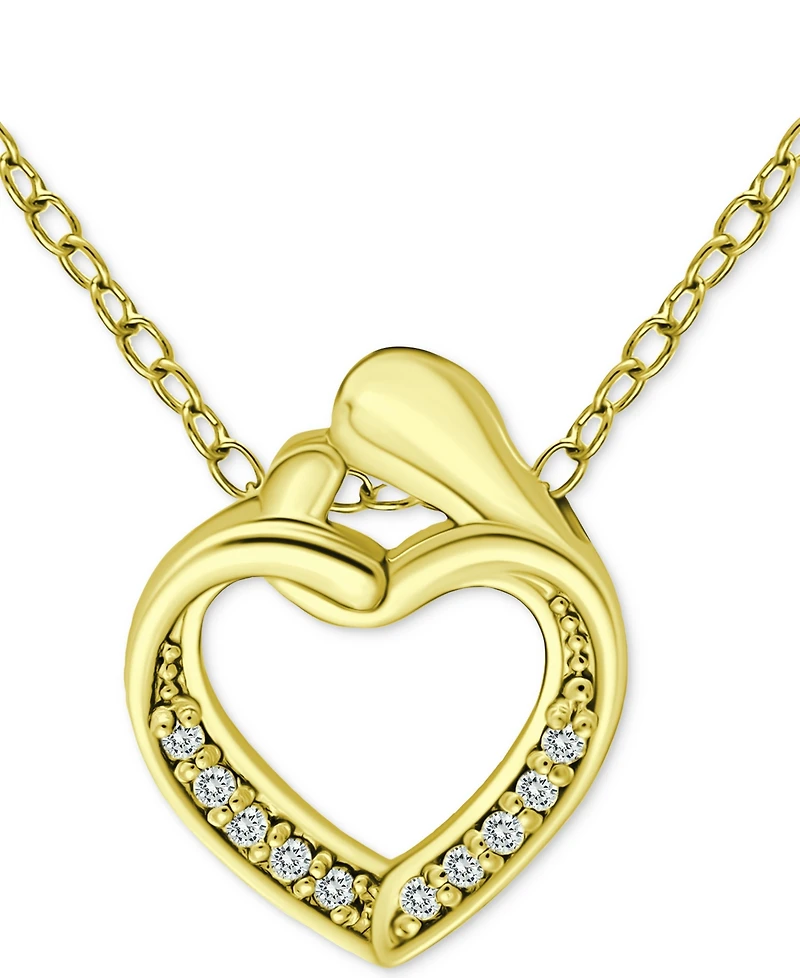 Giani Bernini Cubic Zirconia "Mother & Child" Heart Pendant Necklace in 18k Gold-Plated Sterling Silver and Sterling Silver, 16" + 2" extender, Create