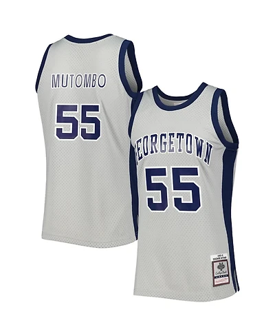 Men's Mitchell & Ness Dikembe Mutombo Gray Georgetown Hoyas Swingman Jersey