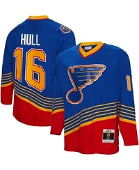 Men's Mitchell & Ness Brett Hull Blue St. Louis Blues 1995 Blue Line Player Jersey