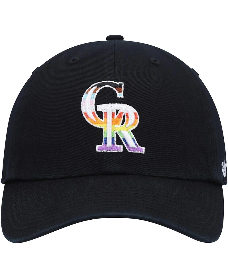 Men's '47 Brand Black Colorado Rockies Team Pride Clean Up Adjustable Hat