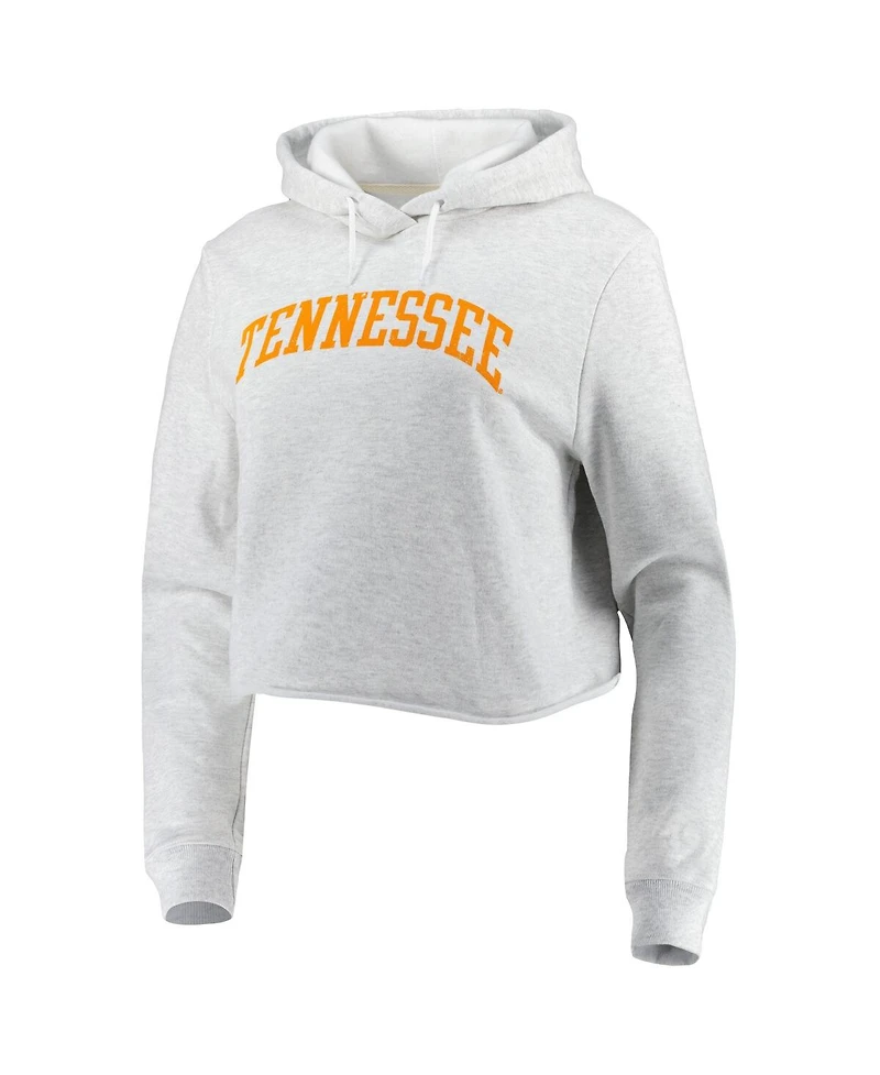 Women's League Collegiate Wear Ash Tennessee Volunteers 2-Hit 1636 Cropped Pullover Hoodie
