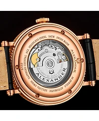 Alexander Men's Triumph Automatic Black Leather , Two-Tone Dial , 49mm Round Watch