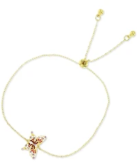 Multicolor Cubic Zirconia & Enamel Butterfly Bolo Bracelet