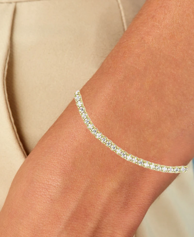 Cubic Zirconia Box Link Bolo Bracelet