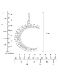 Cubic Zirconia Heart Crescent Moon Pendant Necklace in Sterling Silver, 18" + 2" extender