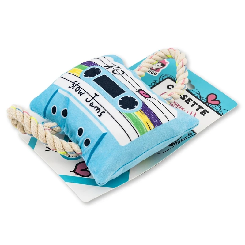 Retro Cassette Tape Squeaker Dog Chew Toy – Plush Dog Toy with Durable Texture, for Engaging Play and Cuddles