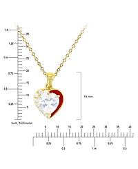 White Cubic Zirconia & Enamel Heart 18" Pendant Necklace (Also Pink Zirconia)