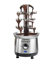 Nostalgia 2 Pound Stainless Steel Cascading Fondue Fountain Chocolate, Bbq Sauce, Ranch, Nacho Cheese, Buffalo Sauce