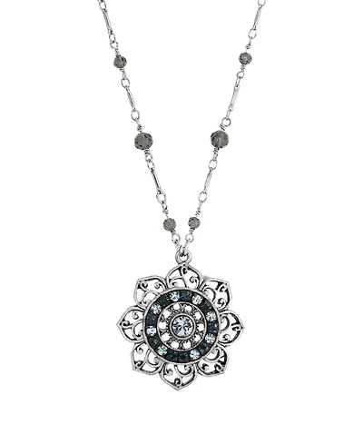 2028 Crystal Blue Flower Necklace