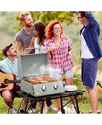 Outsunny Tabletop Propane Gas Grill Bbq w/ 2 Burners Lid Thermometer,