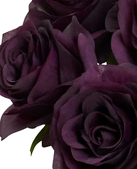 Nearly Natural Purple Rose Artificial Arrangement with Vase