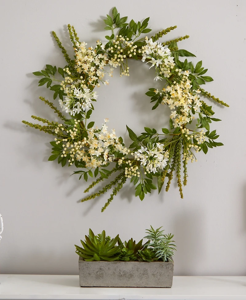 Nearly Natural Artificial Succulent Garden with Concrete Planter