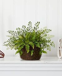 Nearly Natural Mixed Fern with Twig & Moss Basket