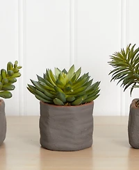 Nearly Natural Trio of Artificial Succulent Plants, Set of 3