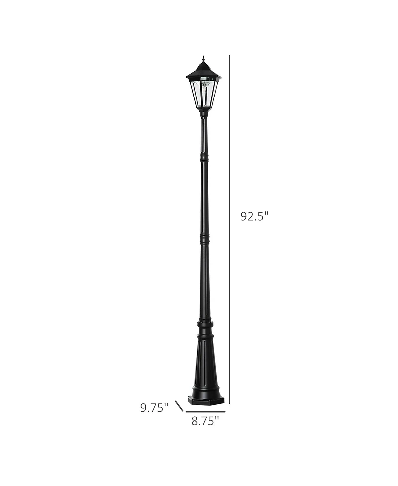 Outsunny 8' Outdoor Solar Light Post, Motion Activated Lamp, for Garden,