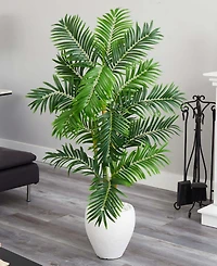 Nearly Natural 63" Areca Palm Artificial Tree in White Planter