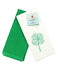 Sloppy Chef Set of 2 Kitchen Towels, "Luck" Designs to Choose From, One Embroidered Towel with Design and Matching Solid Color Towel, 16 x 26 in.,
