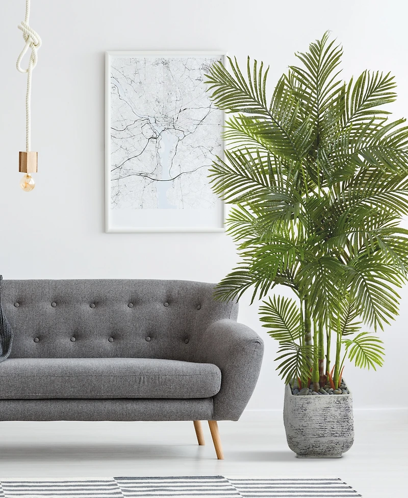 Nearly Natural 75in. Areca Palm Artificial Tree in White Planter