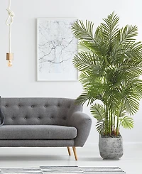 Nearly Natural 75in. Areca Palm Artificial Tree in White Planter