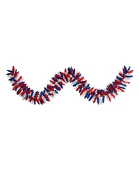 9' Patriotic American Flag Themed Artificial Garland with 50 Warm Led Lights