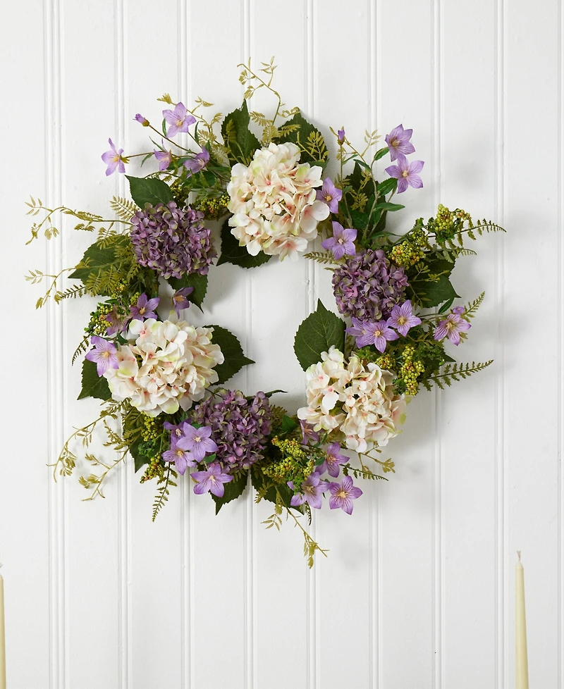 Nearly Natural 24" Hydrangea Berry Wreath