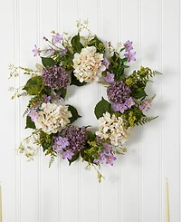 Nearly Natural 24" Hydrangea Berry Wreath