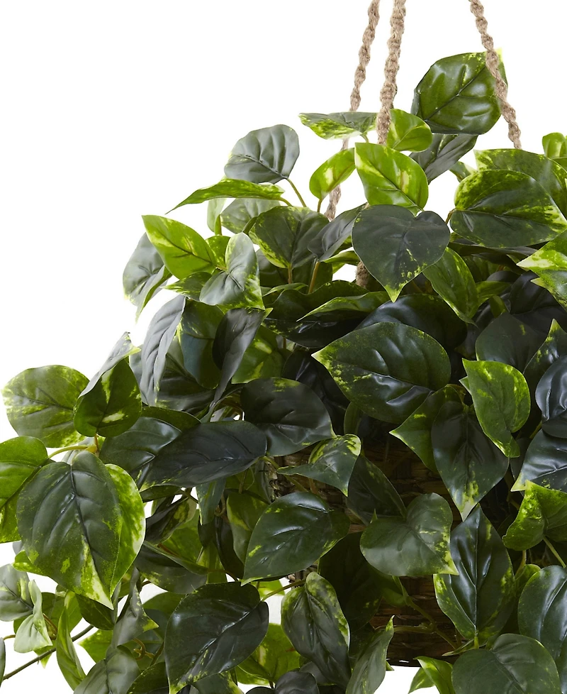 Nearly Natural Pothos Uv-Resistant Indoor/Outdoor Artificial Plant Hanging Basket