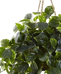 Nearly Natural Pothos Uv-Resistant Indoor/Outdoor Artificial Plant Hanging Basket