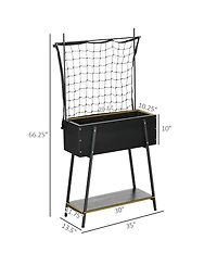 Outsunny Raised Garden Bed with Climbing Grid Trellis & Storage Shelf, Elevated Planter Box for Vegetable Vines, Climbing Plants, Black