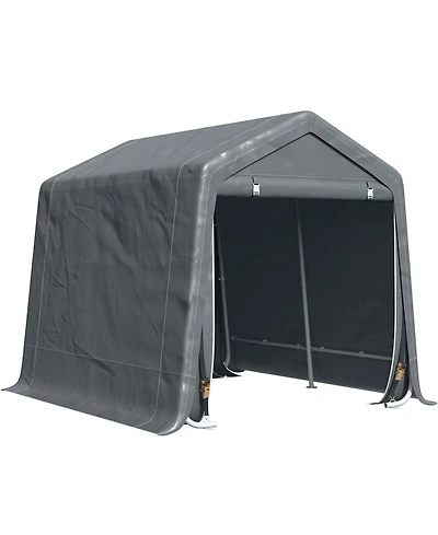 Outsunny 6.6 ft in x 7.8 ft Garden Storage Tent, Patio Shelter W/ Double Zipper Doors, Dark
