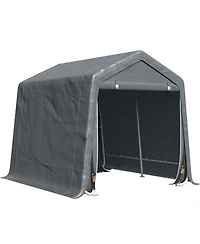 Outsunny 6.6 ft in x 7.8 ft Garden Storage Tent, Patio Shelter W/ Double Zipper Doors, Dark