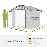 Outsunny 9' x 6' Storage Shed Garden Tool House w/ Vents Doors Dark