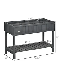 Outsunny Wooden Raised Garden Bed with 8 Slots, Elevated Planter Box Stand with Open Shelf for Limited Garden Space to Grow Herbs, Vegetables, and Flo
