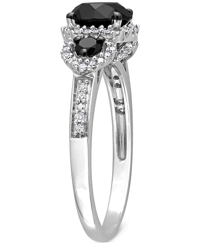 Black Diamond (1-3/4 ct. t.w.) White (1/4 3-Stone Halo Engagement Ring 14k Gold