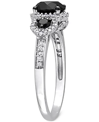 Black Diamond (1-3/4 ct. t.w.) White (1/4 3-Stone Halo Engagement Ring 14k Gold