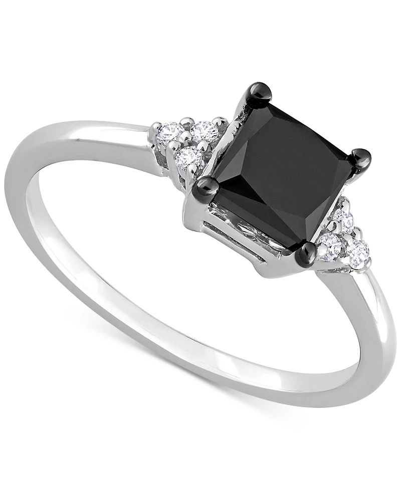 Black Diamond (3/4 ct. t.w.) & White (1/4 Princess-Cut Engagement Ring 14k Gold