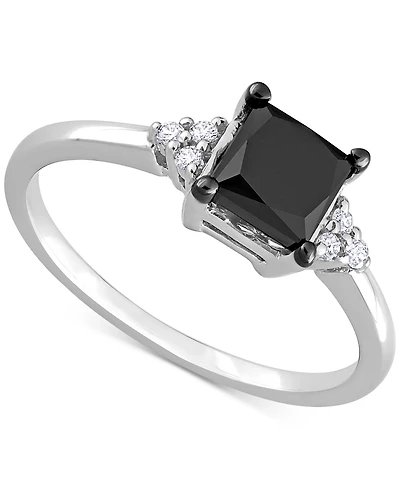 Black Diamond (3/4 ct. t.w.) & White (1/4 Princess-Cut Engagement Ring 14k Gold