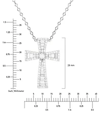 Cubic Zirconia Baguette & Round Cross 18" Pendant Necklace