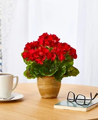 Nearly Natural Geranium Artificial Plant in Ceramic Planter, Indoor and Outdoor