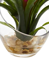 Nearly Natural 8" Tropical Bromeliad Angled Vase Artificial Arrangement