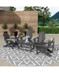 WestinTrends 7 Piece Set Outdoor Folding Adirondack Chairs with Coffee Table Side
