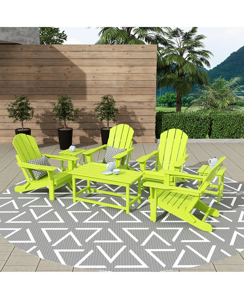 WestinTrends 7 Piece Set Outdoor Folding Adirondack Chairs with Coffee Table Side