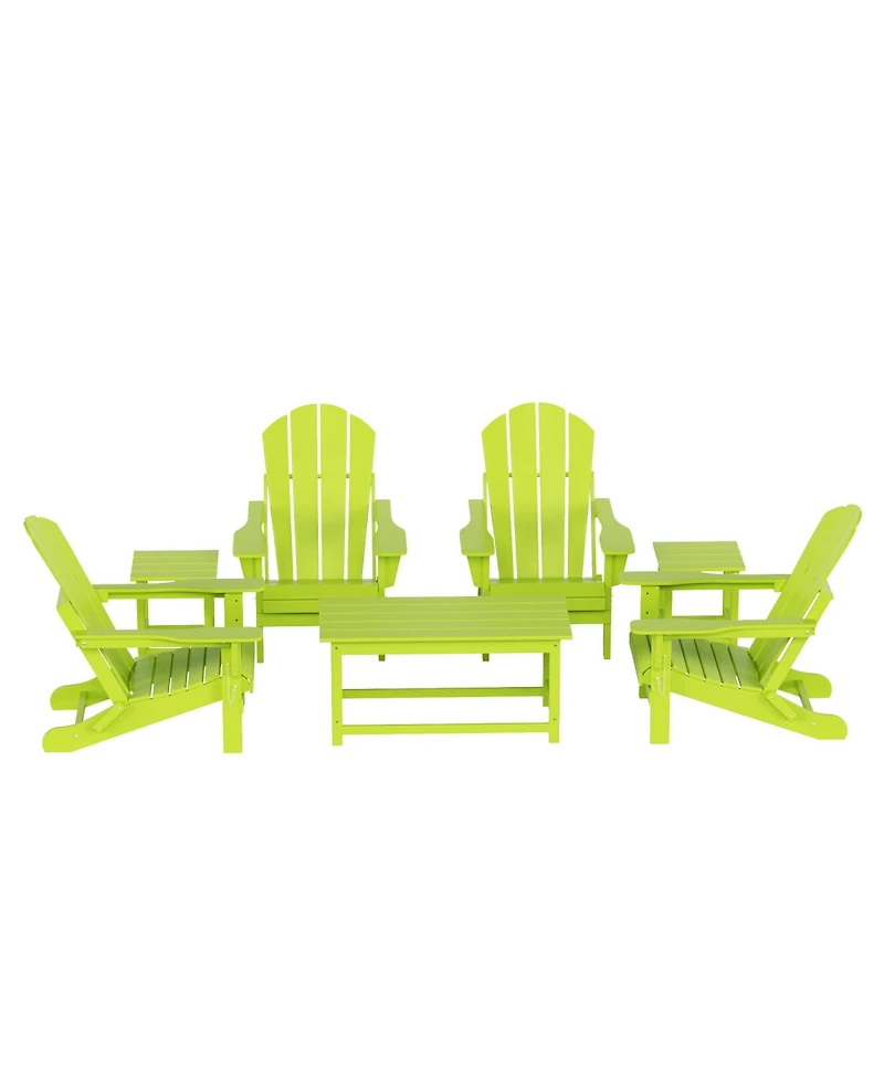 WestinTrends 7 Piece Set Outdoor Folding Adirondack Chairs with Coffee Table Side
