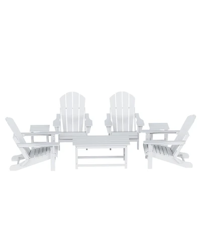 WestinTrends 7 Piece Set Outdoor Folding Adirondack Chairs with Coffee Table Side