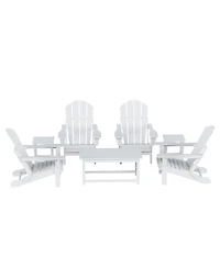 WestinTrends 7 Piece Set Outdoor Folding Adirondack Chairs with Coffee Table Side