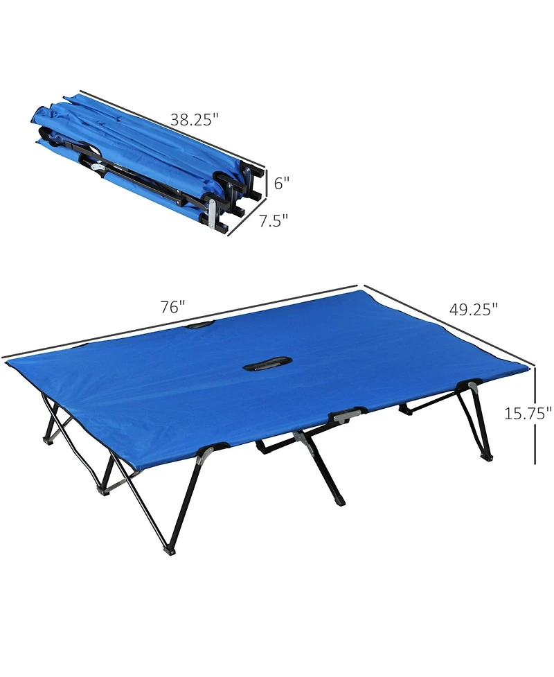 Outsunny 2 Person Folding Camping, Portable Sleeping Cot w/ Carry Bag