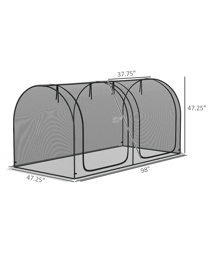 Outsunny 8 x 4ft Crop Cage with Two Zippe Doors and Storage Bag