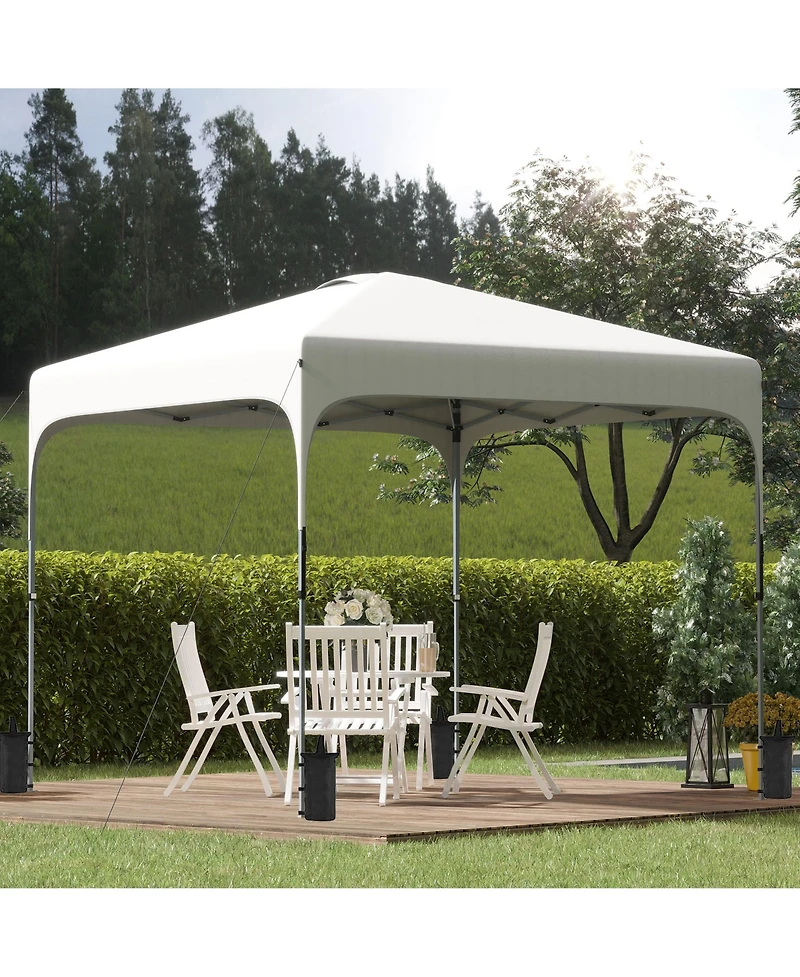 Outsunny 8' x 8' Pop Up Canopy with Adjustable Height, Foldable Gazebo Tent with Carry Bag with Wheels and 4 Leg Weight Bags for Outdoor Garden Patio