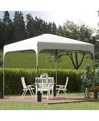 Outsunny 8' x 8' Pop Up Canopy with Adjustable Height, Foldable Gazebo Tent with Carry Bag with Wheels and 4 Leg Weight Bags for Outdoor Garden Patio