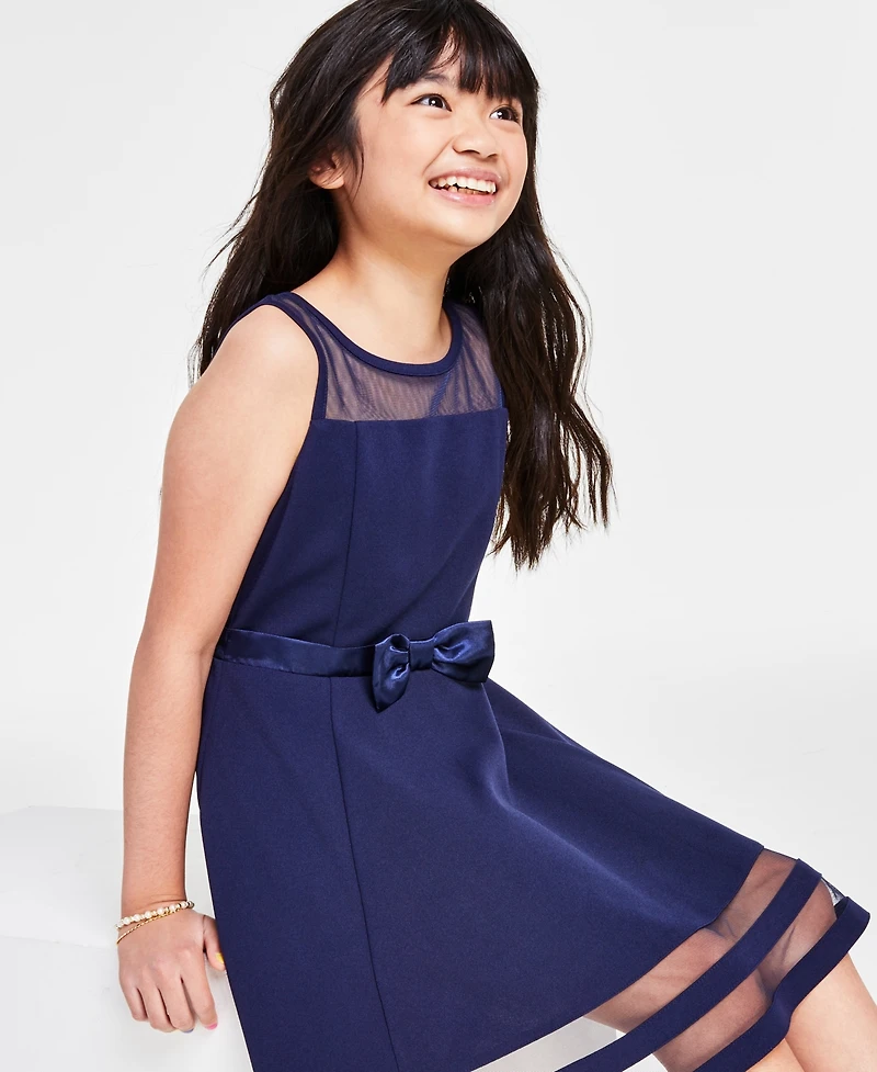 Calvin Klein Big Girls Illusion Mesh Bow Front Dress